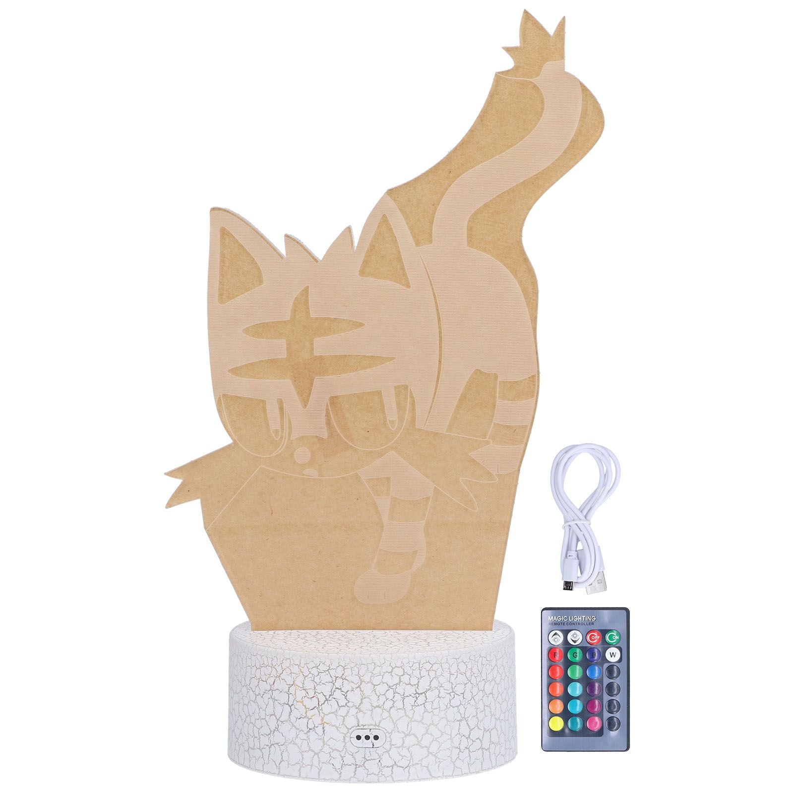 3D Night Light Touch Remote Control RGB 16 Color 4 Modes Adjustable 10LED USB Charging V1294-YM0523-3119210266811