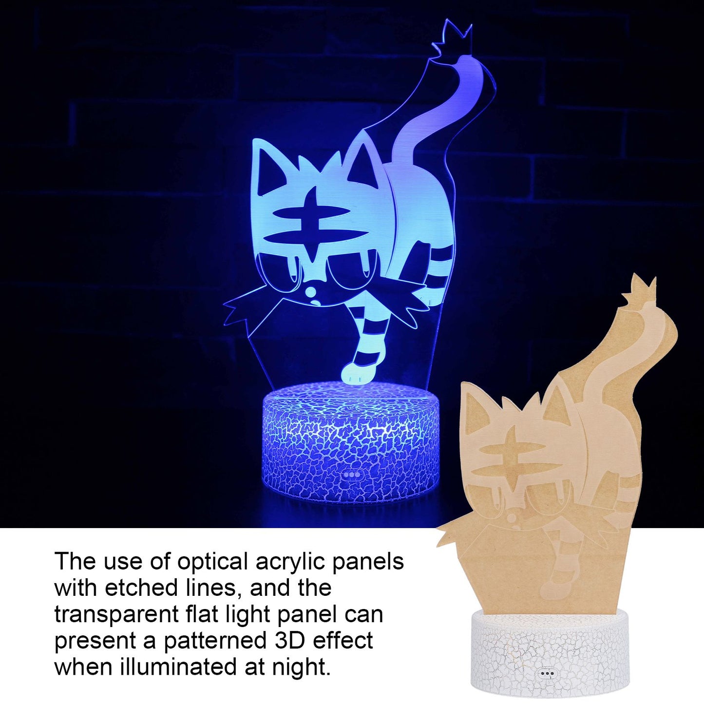 3D Night Light Touch Remote Control RGB 16 Color 4 Modes Adjustable 10LED USB Charging V1294-YM0523-3119210266811