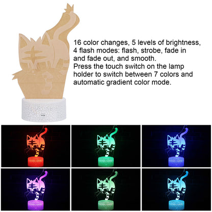 3D Night Light Touch Remote Control RGB 16 Color 4 Modes Adjustable 10LED USB Charging V1294-YM0523-3119210266811