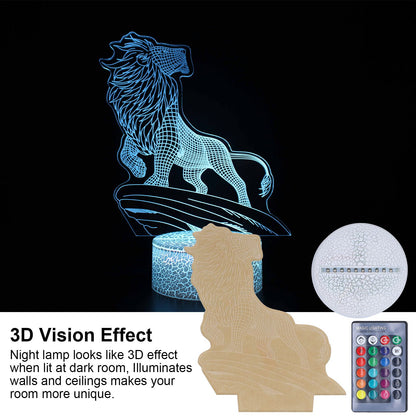 3D Night Light Dimmable 3D Illusion Lamp with 16 Color Changes Remote Control Smart Touch for Kids V1294-YM0523-3119210267011