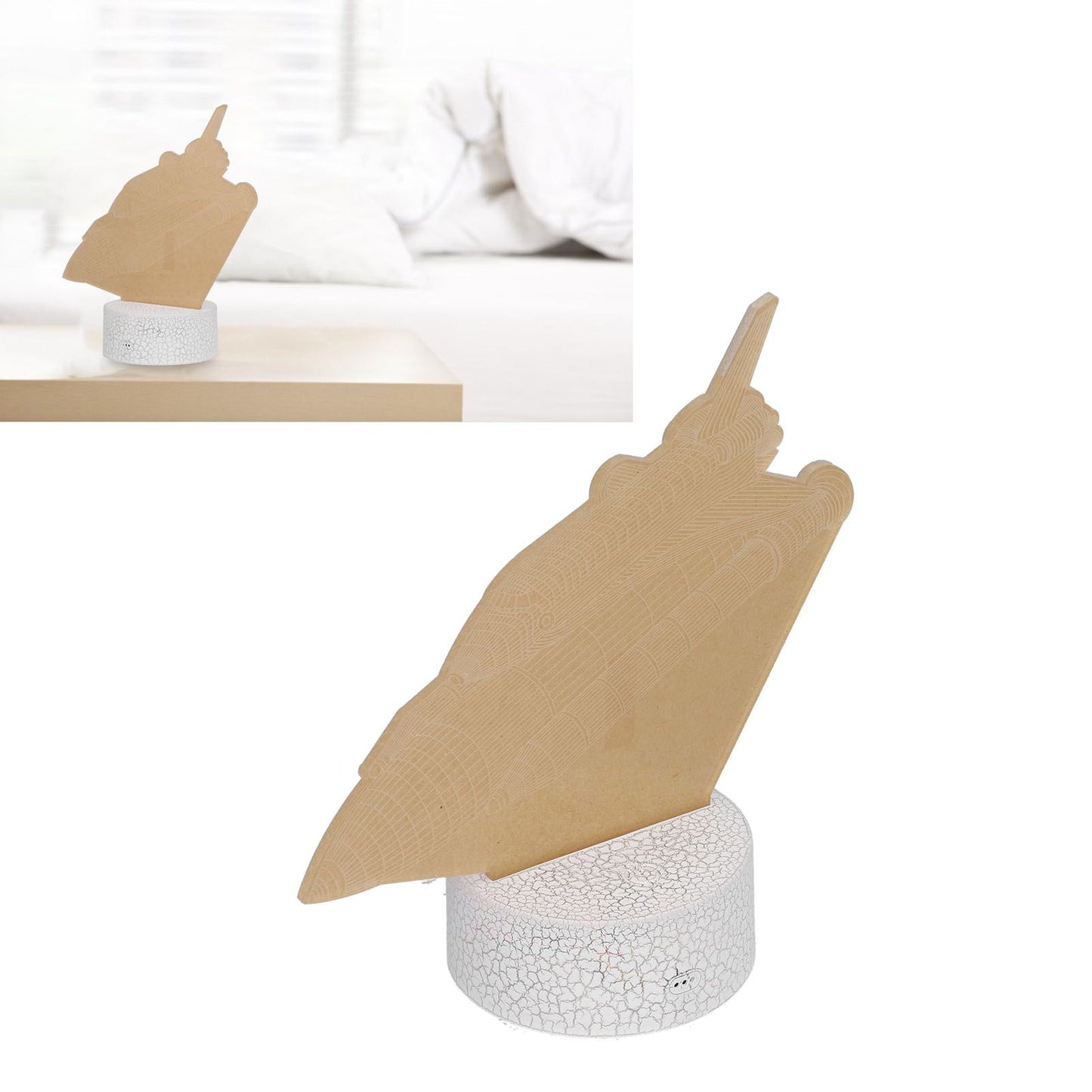 3D Night Light 16 Colors Dimmable 4 Flash Modes Remote Control Touch Switch Spaceship Series Lamp Gift for V1294-YM0523-3119210267111