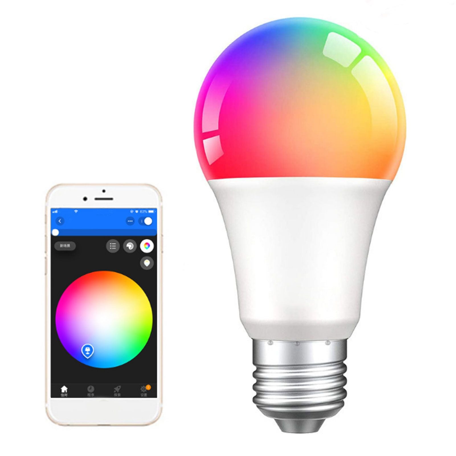 LED Smart Bulb 9W E27 RGB Dimming Light Voice Control Smart Home Bulb for Google 85-265V V1294-YM0523-3119210267211