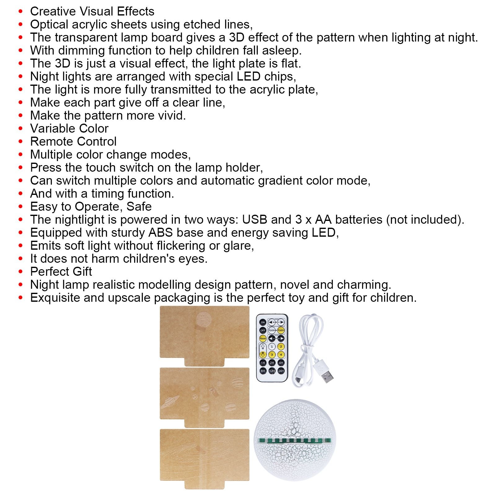 3D Night Light 16 Colors Dimmable Remote Control Smart Touch 3D Lamp for Birthday Gifts V1294-YM0523-3119210267611