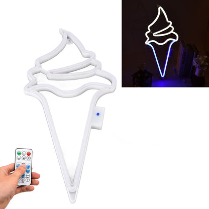 LED Neon Light Ice Cream Waterproof Battery USB Powered Hangable Decorative Remote Control Neon Sign for Home V1294-YM0523-3119210270016