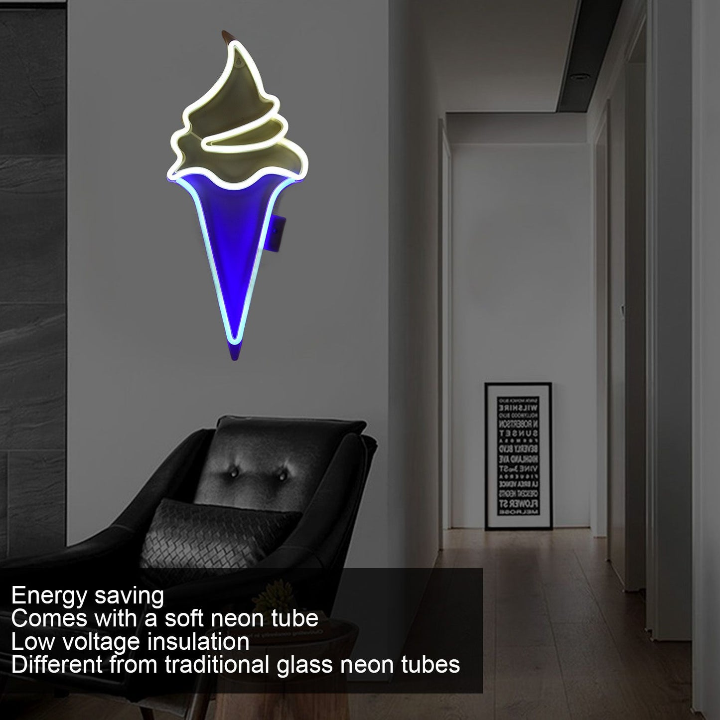 LED Neon Light Ice Cream Waterproof Battery USB Powered Hangable Decorative Remote Control Neon Sign for Home V1294-YM0523-3119210270016