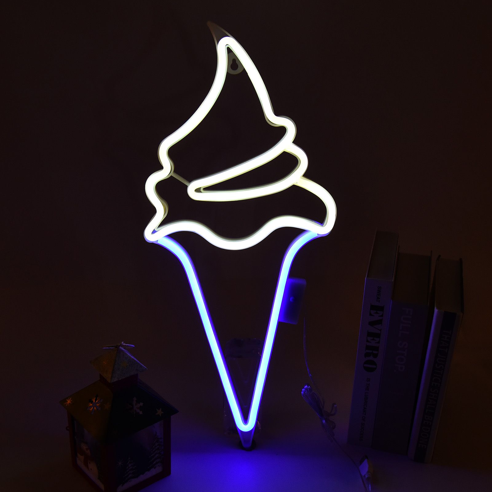 LED Neon Light Ice Cream Waterproof Battery USB Powered Hangable Decorative Remote Control Neon Sign for Home V1294-YM0523-3119210270016