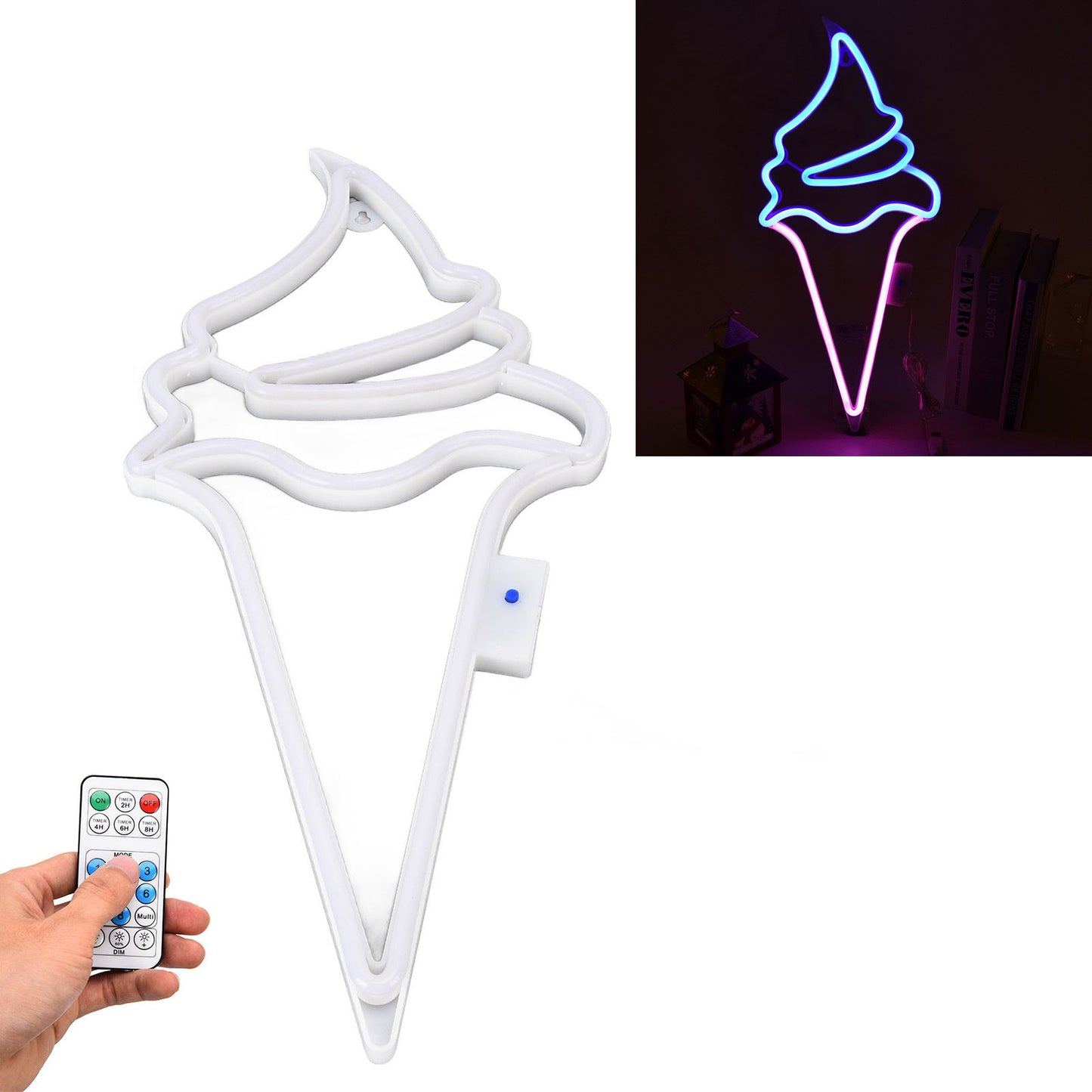 LED Neon Light Ice Cream Waterproof Battery USB Powered Hangable Decorative Remote Control Neon Sign for Home V1294-YM0523-3119210270017