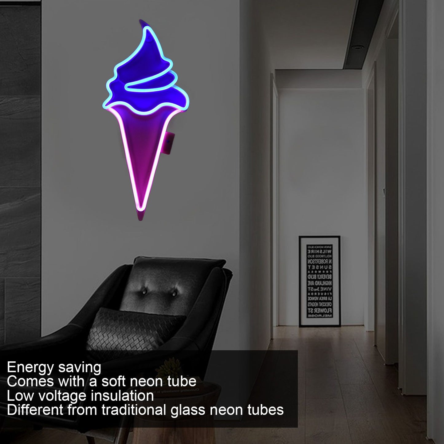 LED Neon Light Ice Cream Waterproof Battery USB Powered Hangable Decorative Remote Control Neon Sign for Home V1294-YM0523-3119210270017