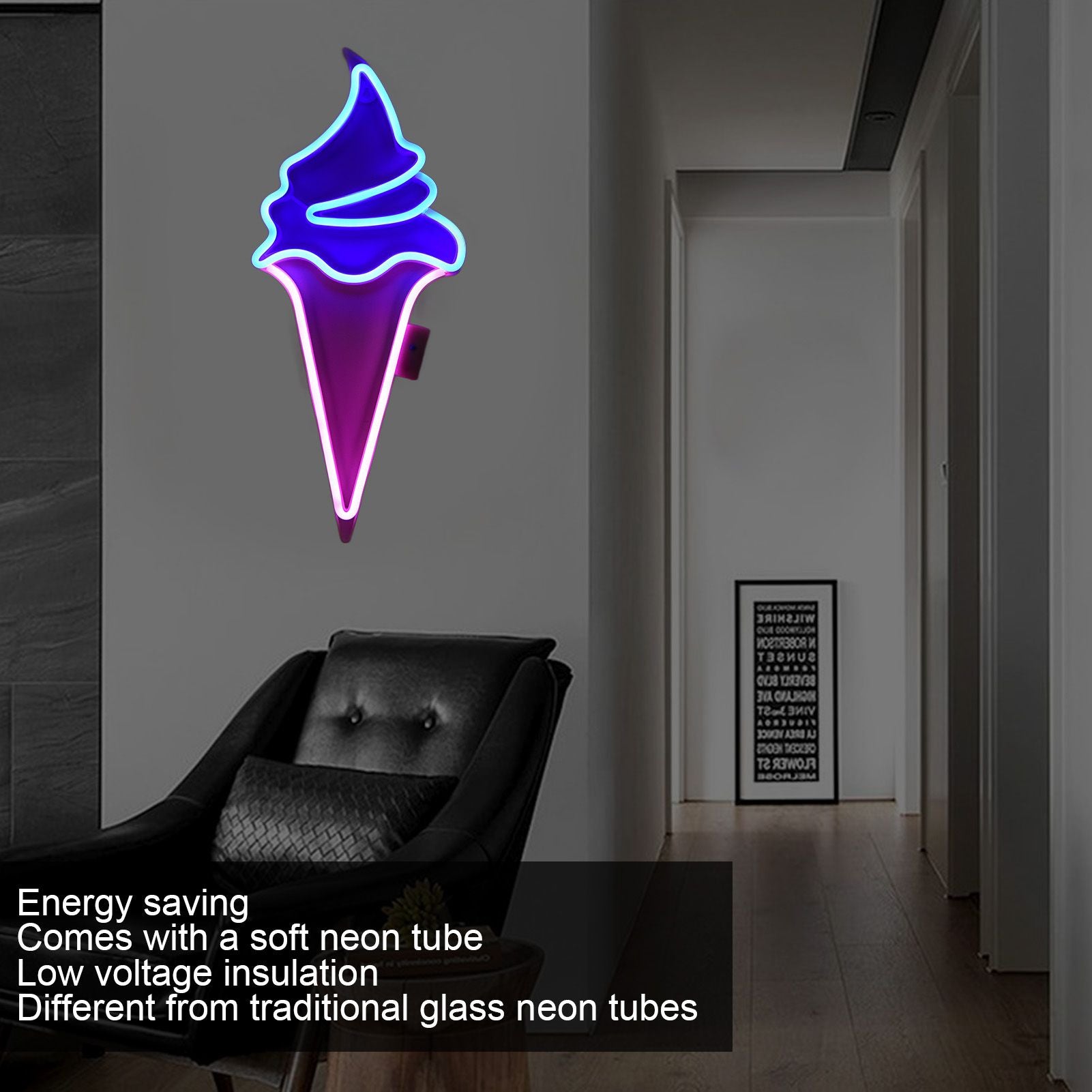 LED Neon Light Ice Cream Waterproof Battery USB Powered Hangable Decorative Remote Control Neon Sign for Home V1294-YM0523-3119210270017