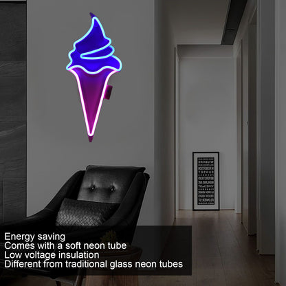 LED Neon Light Ice Cream Waterproof Battery USB Powered Hangable Decorative Remote Control Neon Sign for Home V1294-YM0523-3119210270017