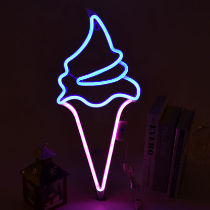 LED Neon Light Ice Cream Waterproof Battery USB Powered Hangable Decorative Remote Control Neon Sign for Home V1294-YM0523-3119210270017