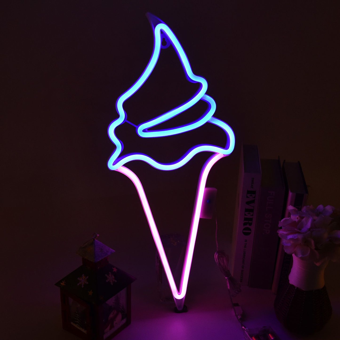 LED Neon Light Ice Cream Waterproof Battery USB Powered Hangable Decorative Remote Control Neon Sign for Home V1294-YM0523-3119210270017