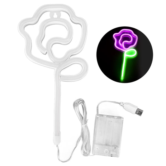 Neon Lights Rose Flower Style Valentine's Day Proposal Wedding Confession Scene Home Decoration LightsPink V1294-YM0523-3119210270312