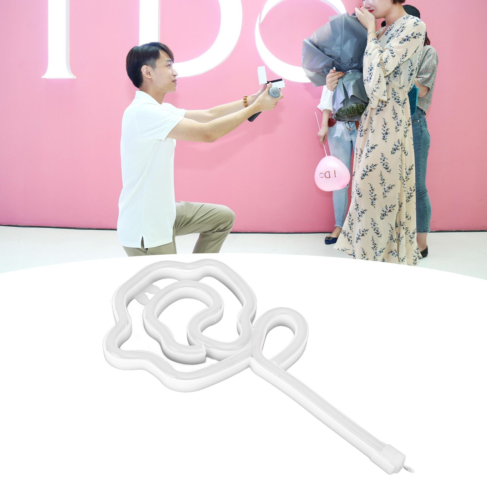 Neon Lights Rose Flower Style Valentine's Day Proposal Wedding Confession Scene Home Decoration LightsPink V1294-YM0523-3119210270312