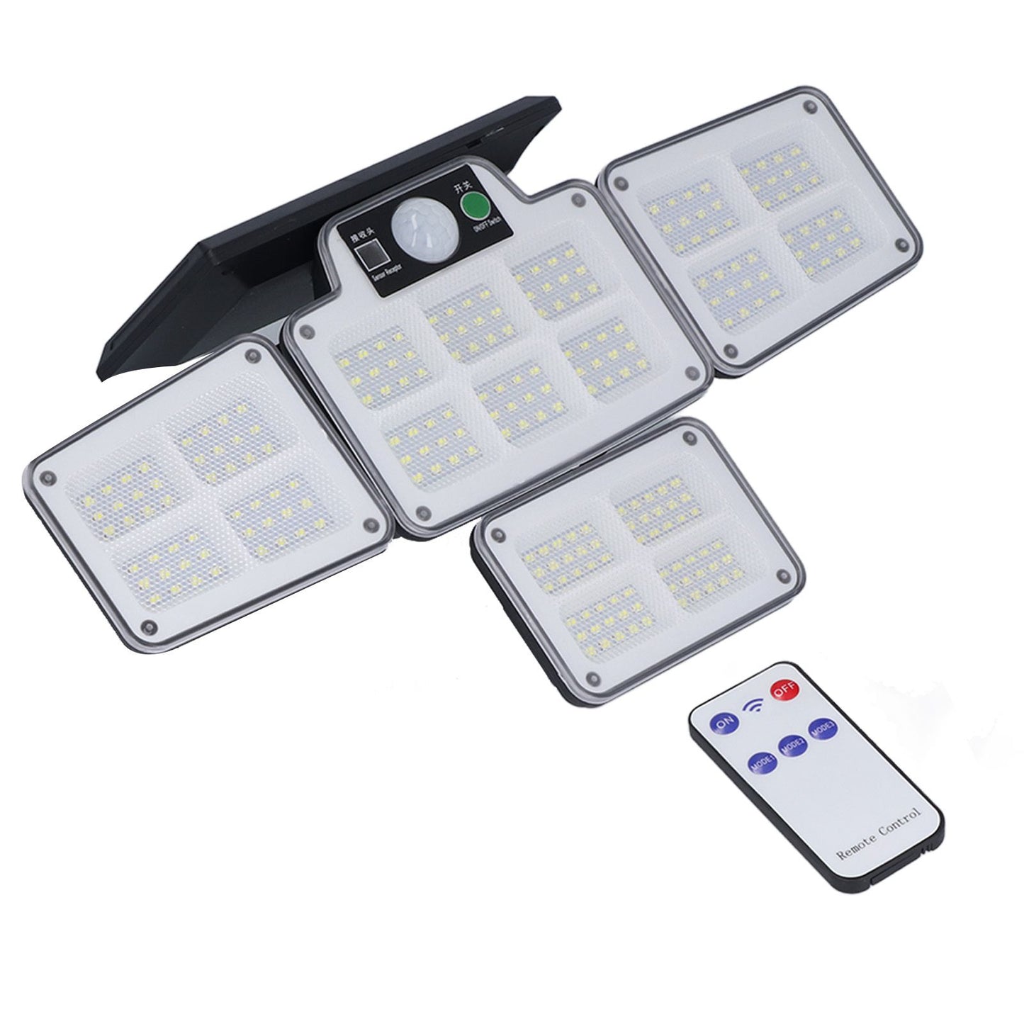 LED Solar Lights Outdoor 4 Adjustable Heads Motion Sensor Light 450LM 3 Modes Wide Angle Wall Light for V1294-YM0523-3119210270711