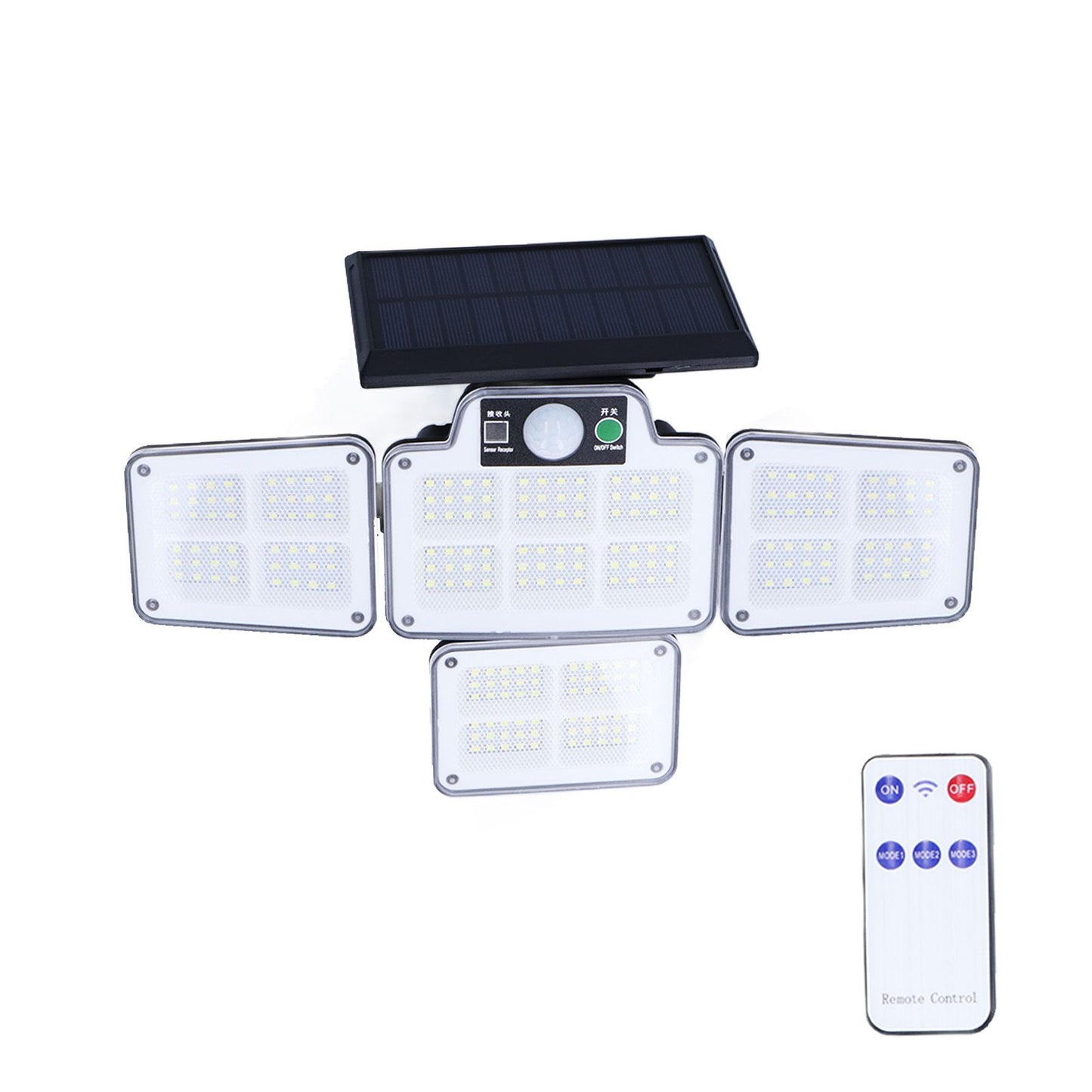 LED Solar Lights Outdoor 4 Adjustable Heads Motion Sensor Light 450LM 3 Modes Wide Angle Wall Light for V1294-YM0523-3119210270711