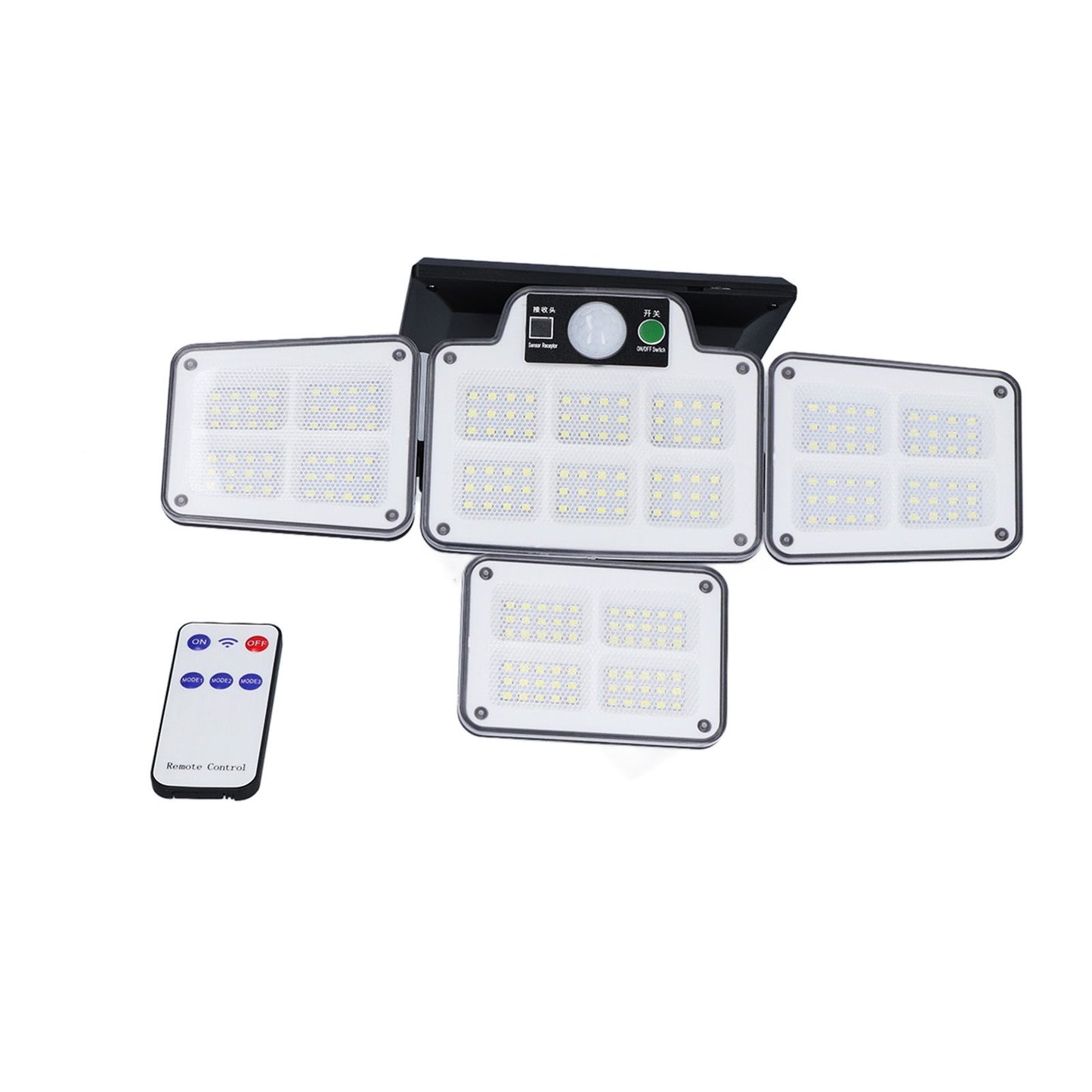 LED Solar Lights Outdoor 4 Adjustable Heads Motion Sensor Light 450LM 3 Modes Wide Angle Wall Light for V1294-YM0523-3119210270711