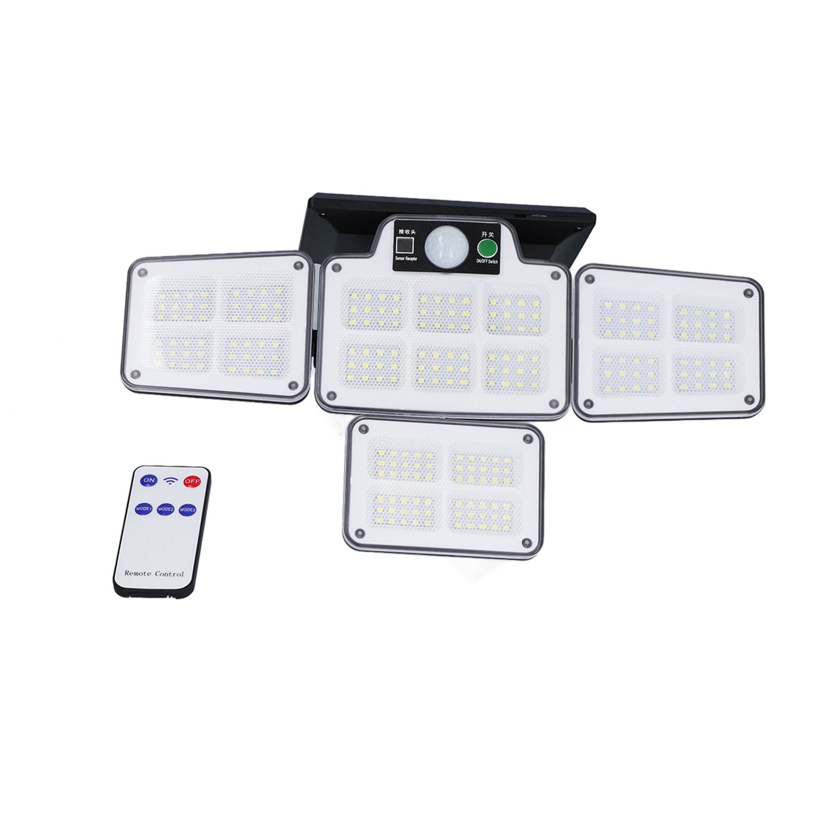 LED Solar Lights Outdoor 4 Adjustable Heads Motion Sensor Light 450LM 3 Modes Wide Angle Wall Light for V1294-YM0523-3119210270711