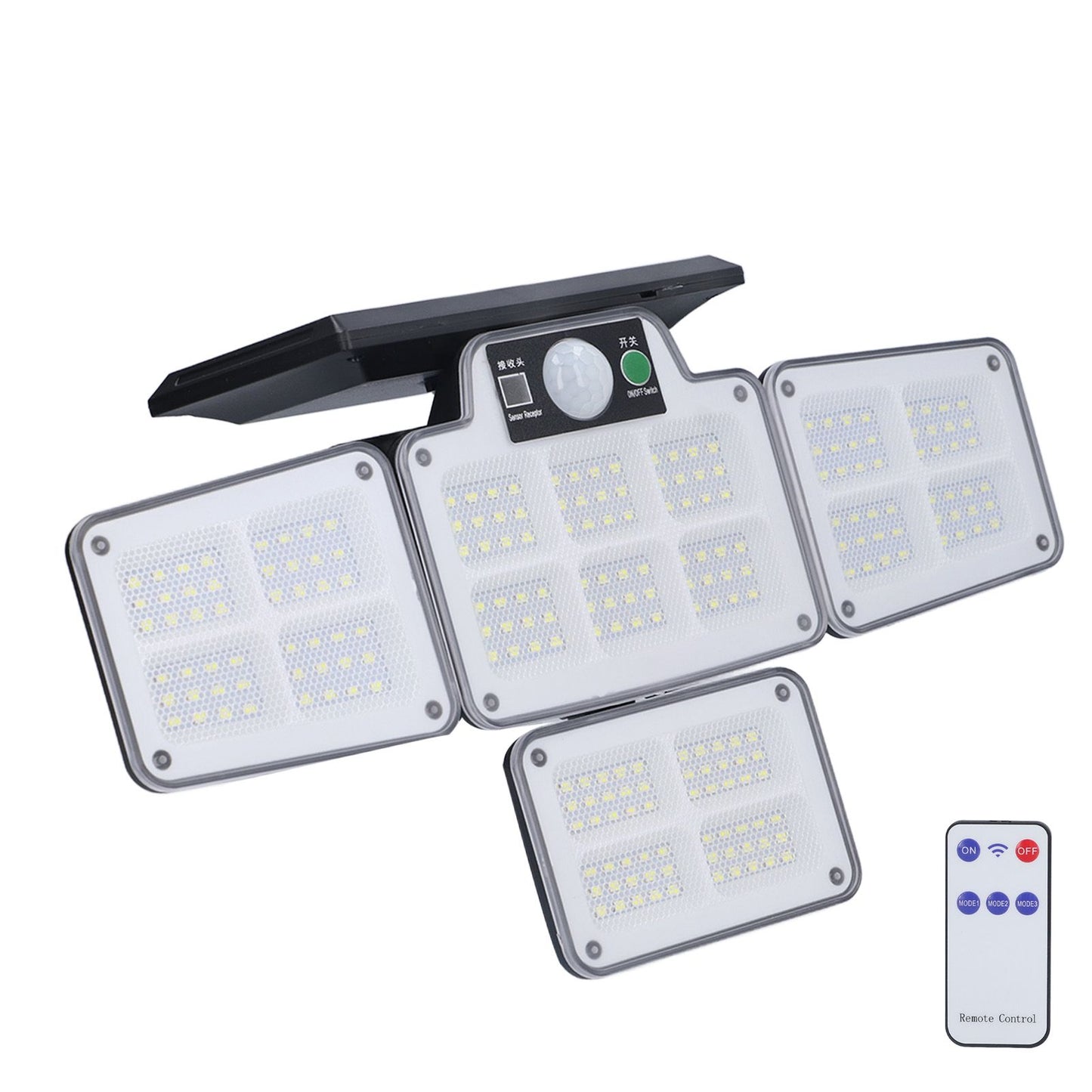 LED Solar Lights Outdoor 4 Adjustable Heads Motion Sensor Light 450LM 3 Modes Wide Angle Wall Light for V1294-YM0523-3119210270711
