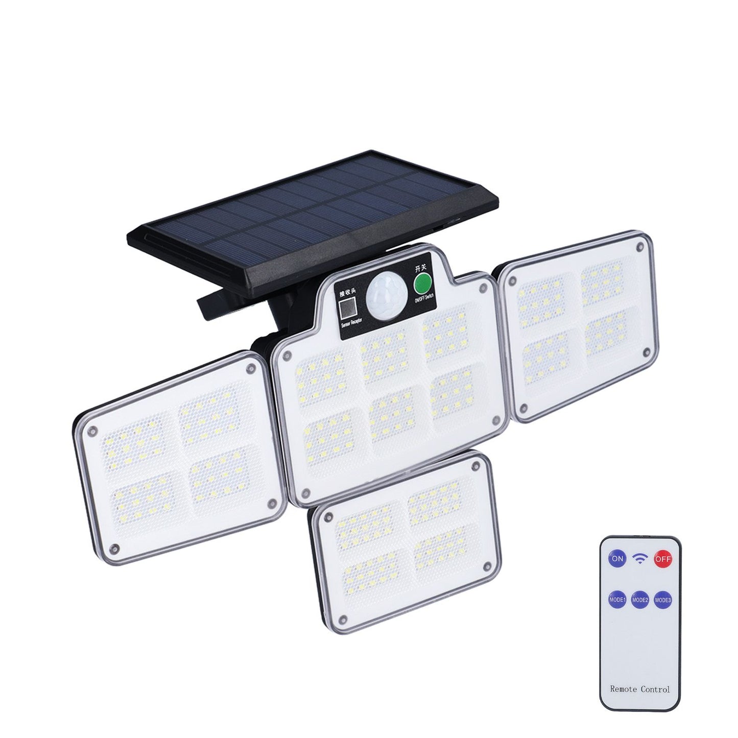 LED Solar Lights Outdoor 4 Adjustable Heads Motion Sensor Light 450LM 3 Modes Wide Angle Wall Light for V1294-YM0523-3119210270711
