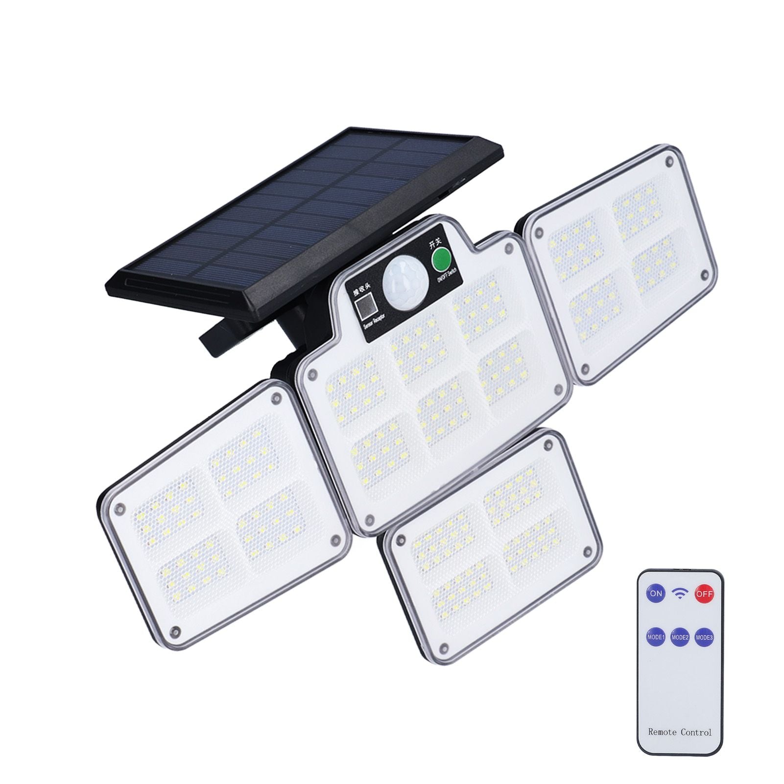 LED Solar Lights Outdoor 4 Adjustable Heads Motion Sensor Light 450LM 3 Modes Wide Angle Wall Light for V1294-YM0523-3119210270711