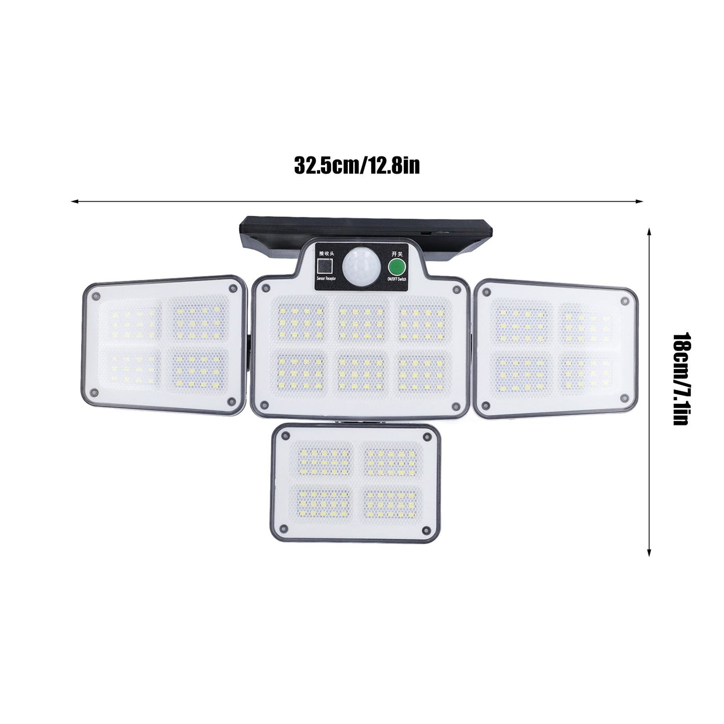 LED Solar Lights Outdoor 4 Adjustable Heads Motion Sensor Light 450LM 3 Modes Wide Angle Wall Light for V1294-YM0523-3119210270711