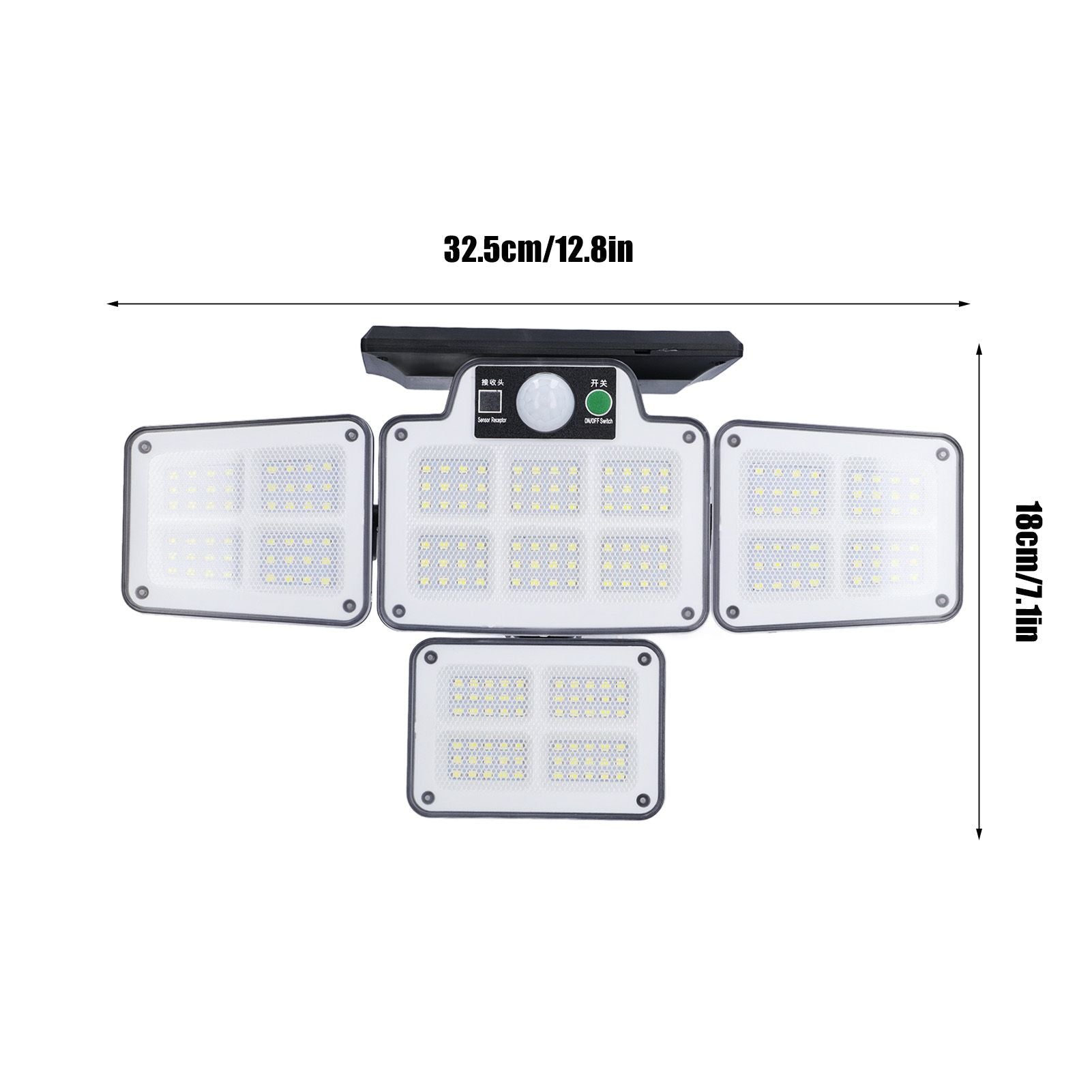 LED Solar Lights Outdoor 4 Adjustable Heads Motion Sensor Light 450LM 3 Modes Wide Angle Wall Light for V1294-YM0523-3119210270711