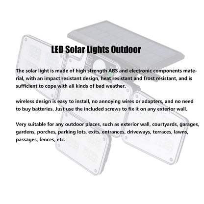 LED Solar Lights Outdoor 4 Adjustable Heads Motion Sensor Light 450LM 3 Modes Wide Angle Wall Light for V1294-YM0523-3119210270711