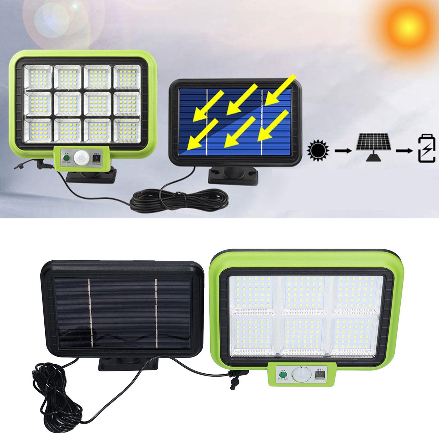 Solar Light Rotatable Panels Rechargeable Battery Motion Sensor Function Waterproof Lighting Device for Yards V1294-YM0523-3119210270811
