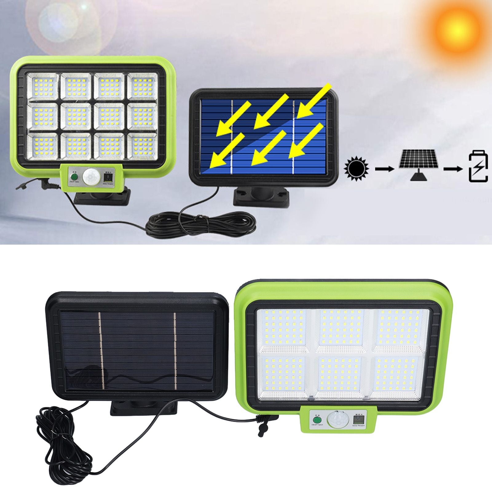 Solar Light Rotatable Panels Rechargeable Battery Motion Sensor Function Waterproof Lighting Device for Yards V1294-YM0523-3119210270811