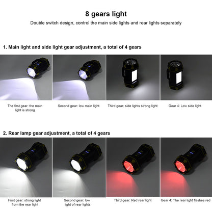 Handheld Flashlight 8 Gears Modes Adjustable Waterproof Rechargeable LED Flashlight with USB Cable for V1294-YM0523-3119210271111