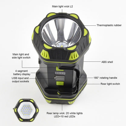 Handheld Flashlight 8 Gears Modes Adjustable Waterproof Rechargeable LED Flashlight with USB Cable for V1294-YM0523-3119210271111