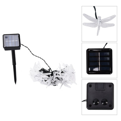 Dragonfly Solar String Lights 30LEDs Solar Powered Fairy Lights Waterproof Outdoor DecorationWarm Light V1294-YM0523-3119210272311