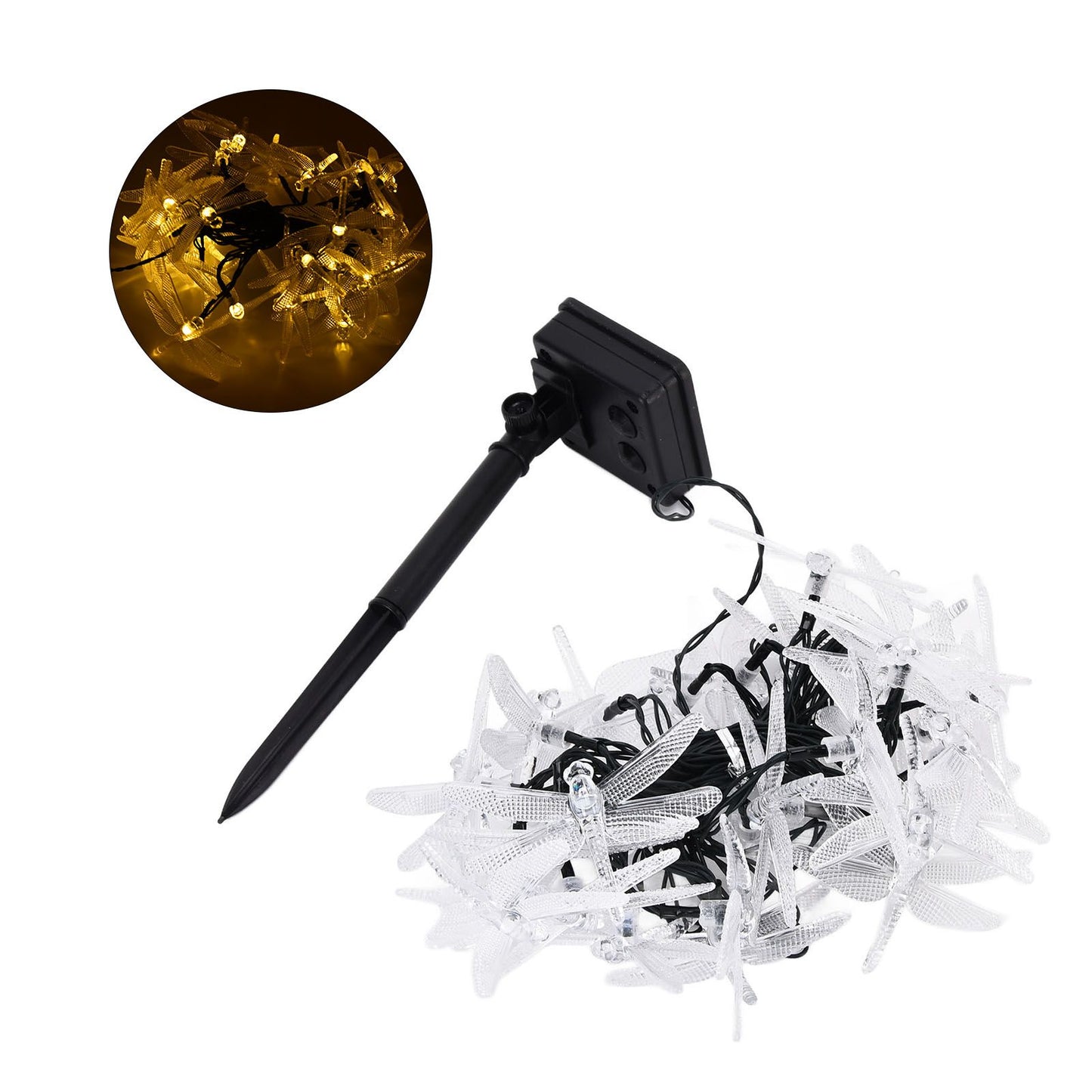 Dragonfly Solar String Lights 30LEDs Solar Powered Fairy Lights Waterproof Outdoor DecorationWarm Light V1294-YM0523-3119210272311