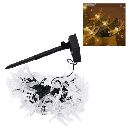 Dragonfly Solar String Lights 30LEDs Solar Powered Fairy Lights Waterproof Outdoor DecorationWarm Light V1294-YM0523-3119210272311