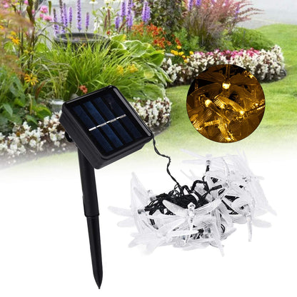 Dragonfly Solar String Lights 30LEDs Solar Powered Fairy Lights Waterproof Outdoor DecorationWarm Light V1294-YM0523-3119210272311