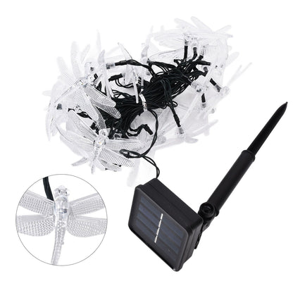 Dragonfly Solar String Lights 30LEDs Solar Powered Fairy Lights Waterproof Outdoor DecorationWarm Light V1294-YM0523-3119210272311