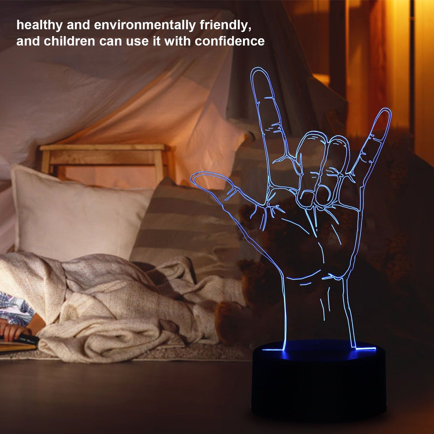 3D Sign Language I Love You Night Light Touch Control Adjustable USB Or Battery Powered Night Light for V1294-YM0523-3119210273011