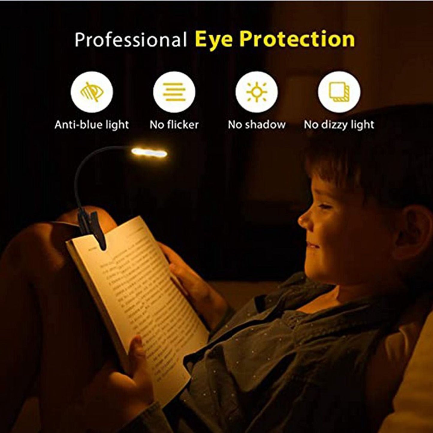 LED Book Light USB Charging 3 Gear Adjustable Reading Light Eye Protection Portable Desk Lamp V1294-YM0523-3119210273311