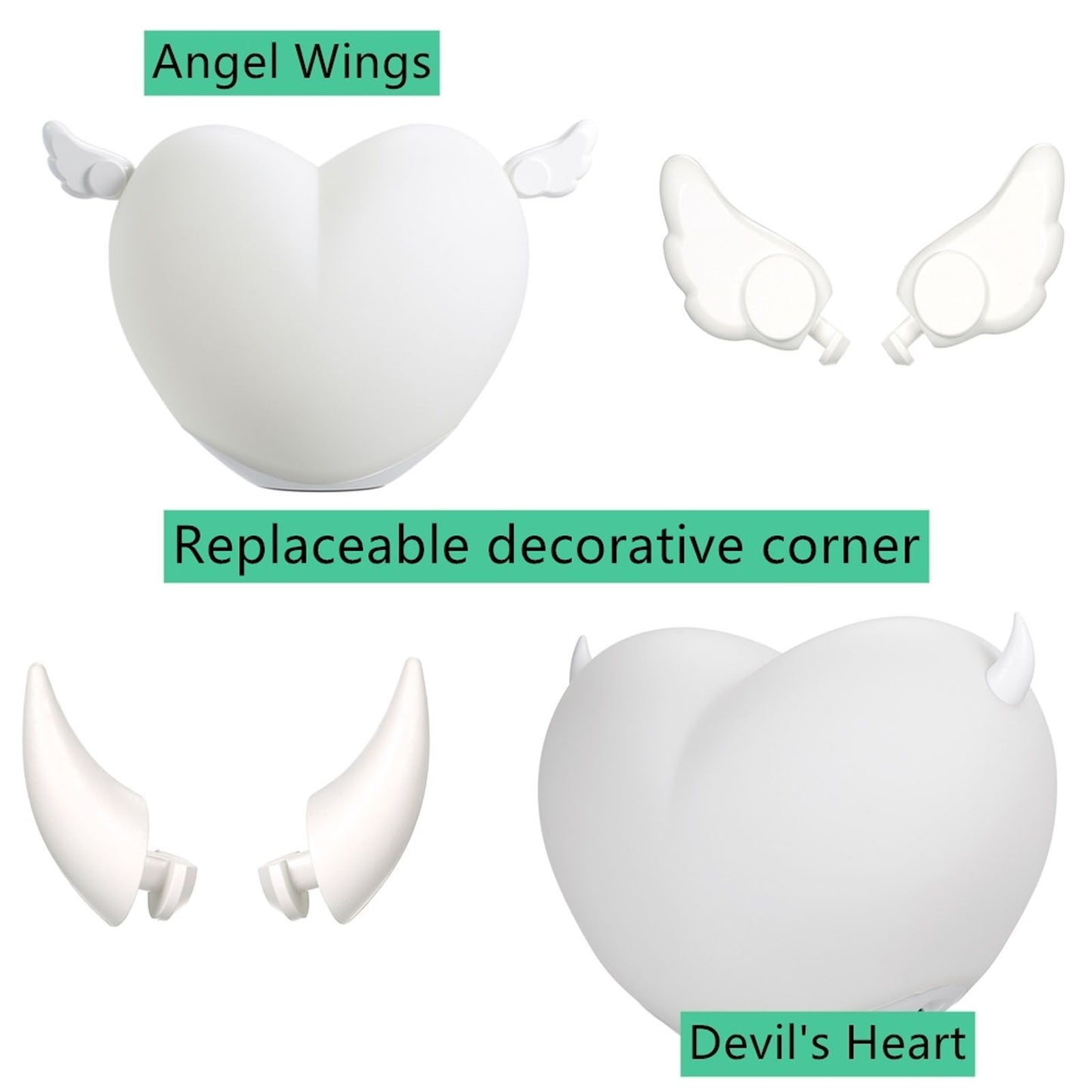 Heart Night Light Exquisite Appearance Rechargeable Battery Colorful Lights Mood Lighting V1294-YM0523-3119210273611