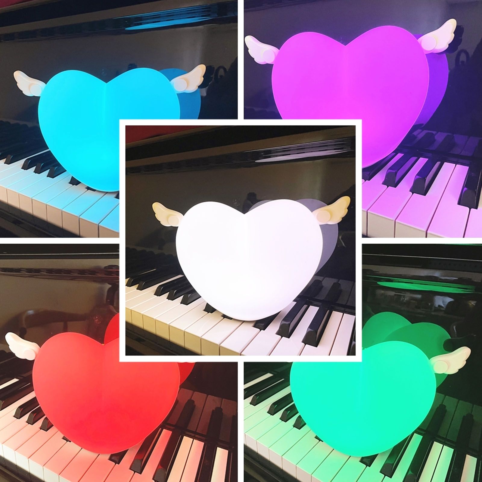 Heart Night Light Exquisite Appearance Rechargeable Battery Colorful Lights Mood Lighting V1294-YM0523-3119210273611