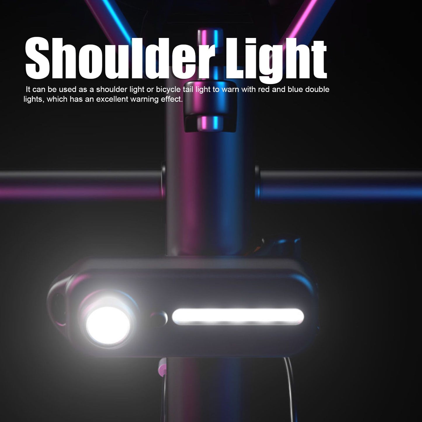 LED Warning Shoulder Light IPX3 USB Charging Bicycle Tail Lamp with 5 Light Modes Night Riding Equipment V1294-YM0523-3119210275211
