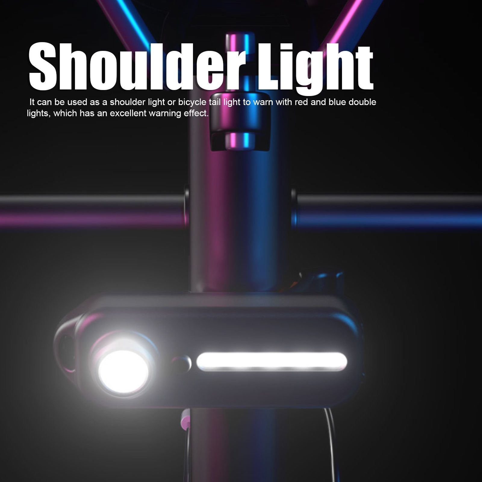 LED Warning Shoulder Light IPX3 USB Charging Bicycle Tail Lamp with 5 Light Modes Night Riding Equipment V1294-YM0523-3119210275211