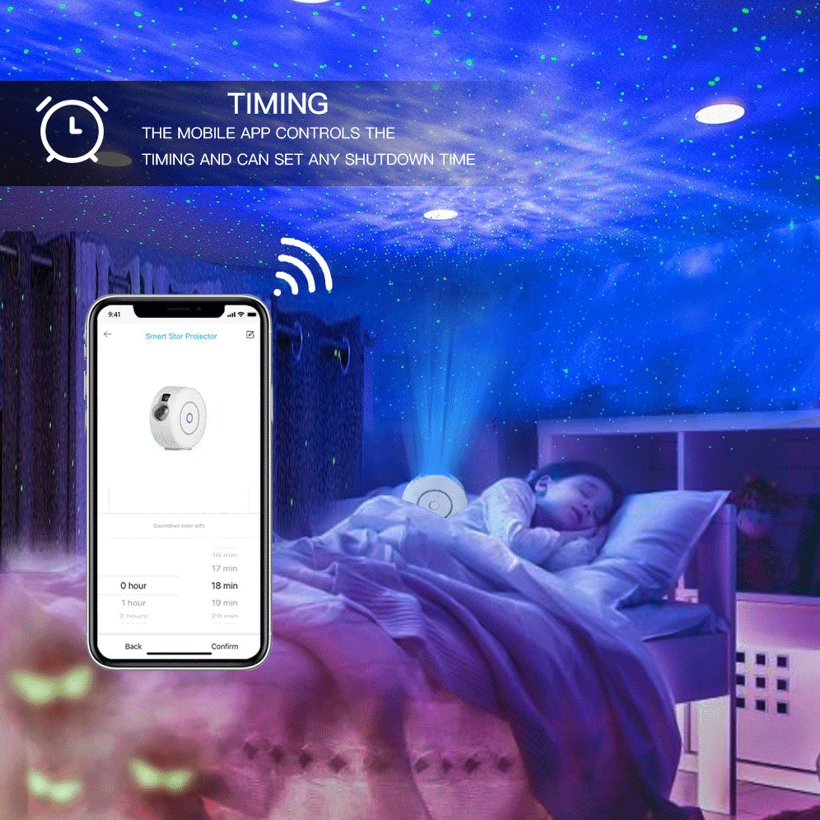 LED Star Projector Romantic Star Lamp App Control Night Light Projector for Bedroom Party KTV V1294-YM0523-3119210275911