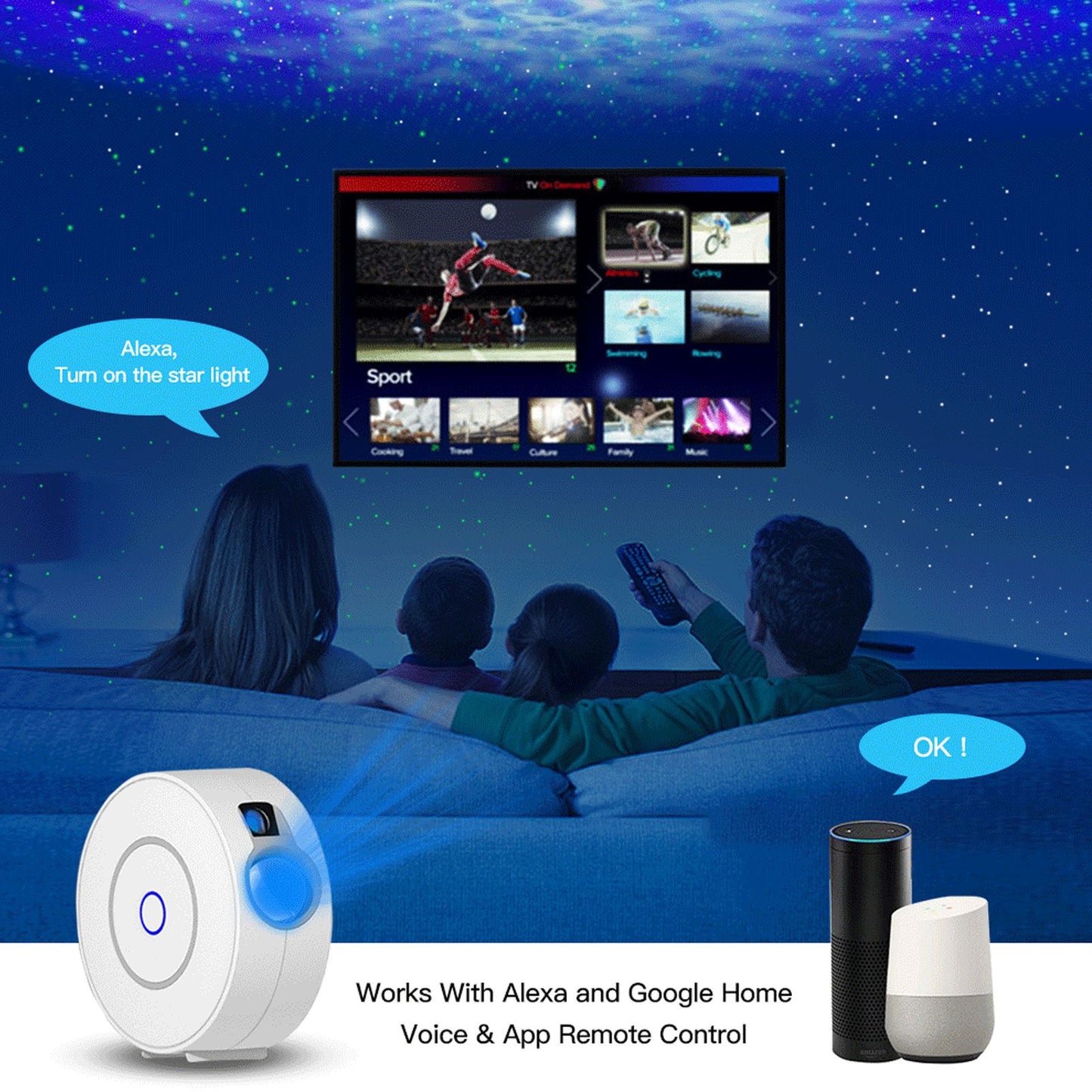 LED Star Projector Romantic Star Lamp App Control Night Light Projector for Bedroom Party KTV V1294-YM0523-3119210275911