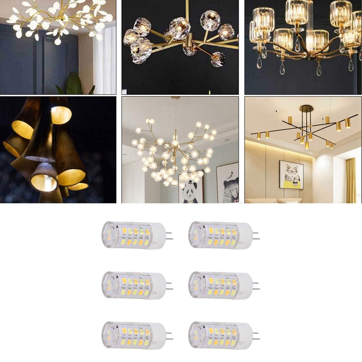 6PCS G4 Light Bulb 3 Light Color 220V Small Ceiling Lamp Bulb Wall Lamp Bulb for Home OfficeG4 3W 32LED V1294-YM0523-3119210280111