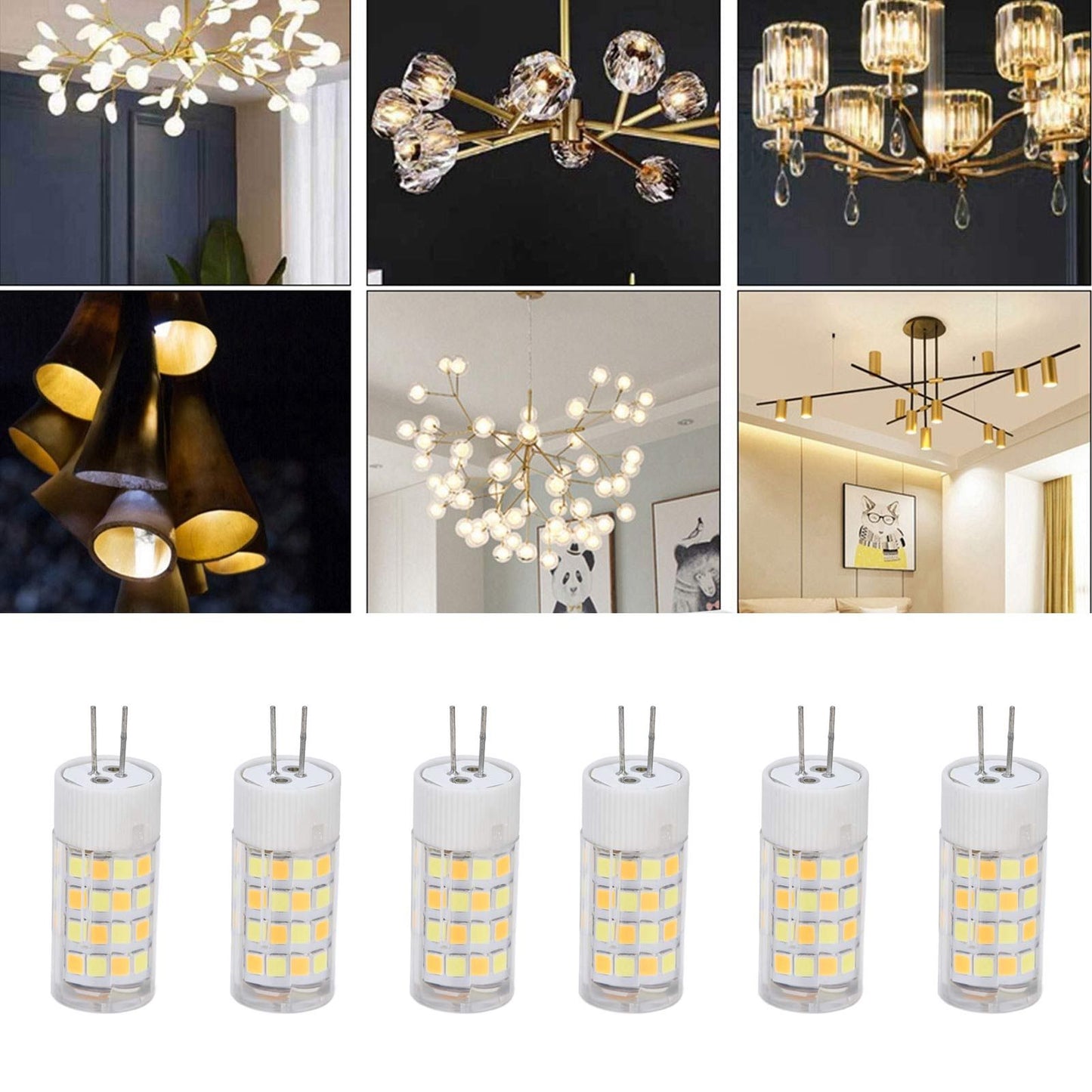 6PCS G4 Light Bulb 3 Light Color 220V Small Ceiling Lamp Bulb Wall Lamp Bulb for Home OfficeG4 5W 52LED V1294-YM0523-3119210280112