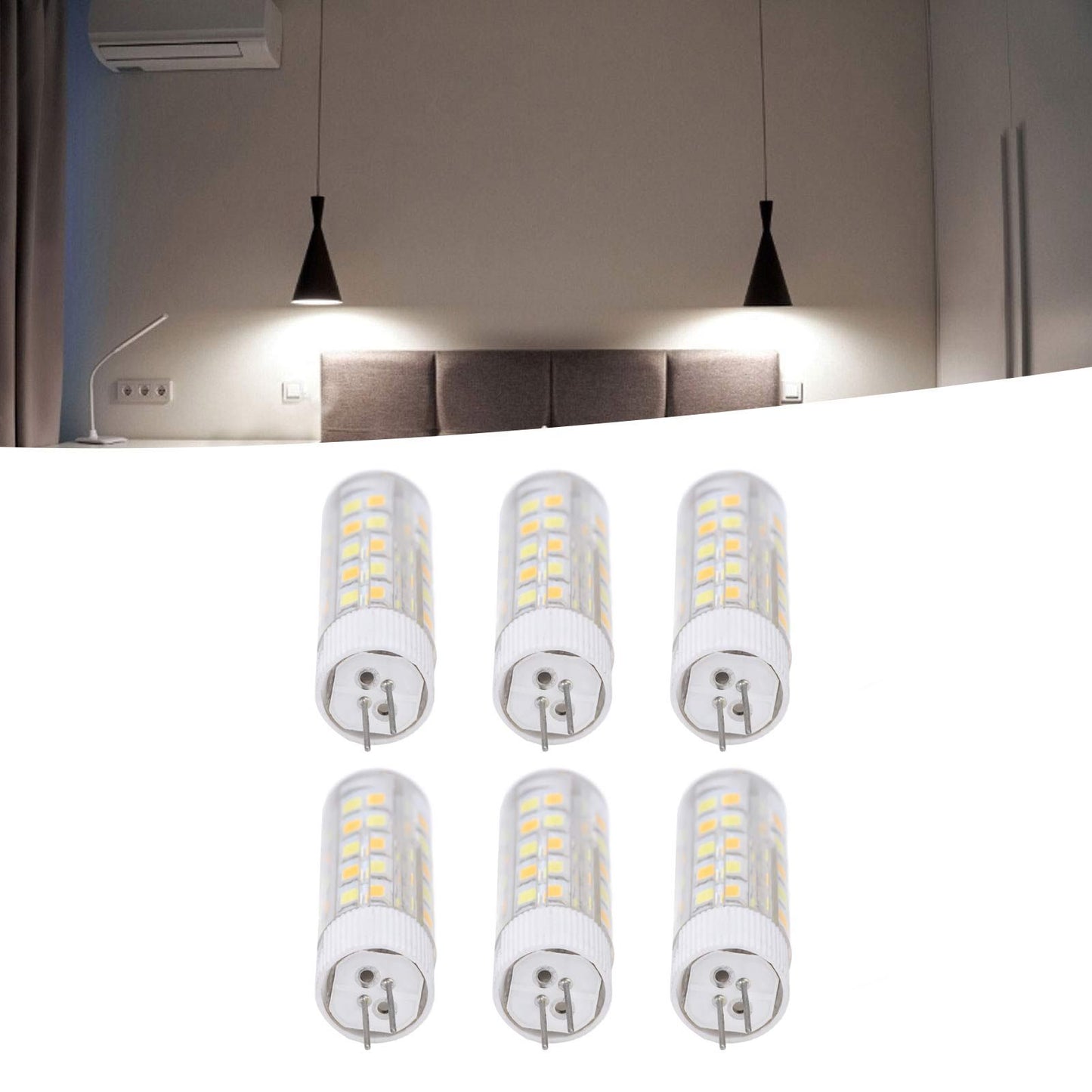 6PCS G4 Light Bulb 3 Light Color 220V Small Ceiling Lamp Bulb Wall Lamp Bulb for Home OfficeG4 7W 64LED V1294-YM0523-3119210280113