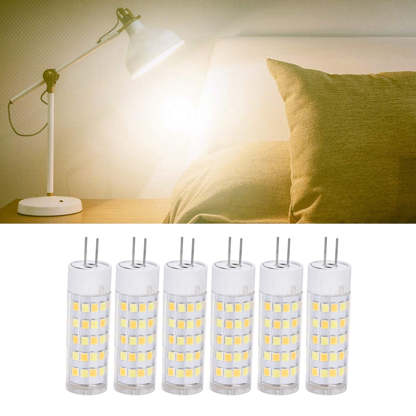6PCS G4 Light Bulb 3 Light Color 220V Small Ceiling Lamp Bulb Wall Lamp Bulb for Home OfficeG4 7W 64LED V1294-YM0523-3119210280113