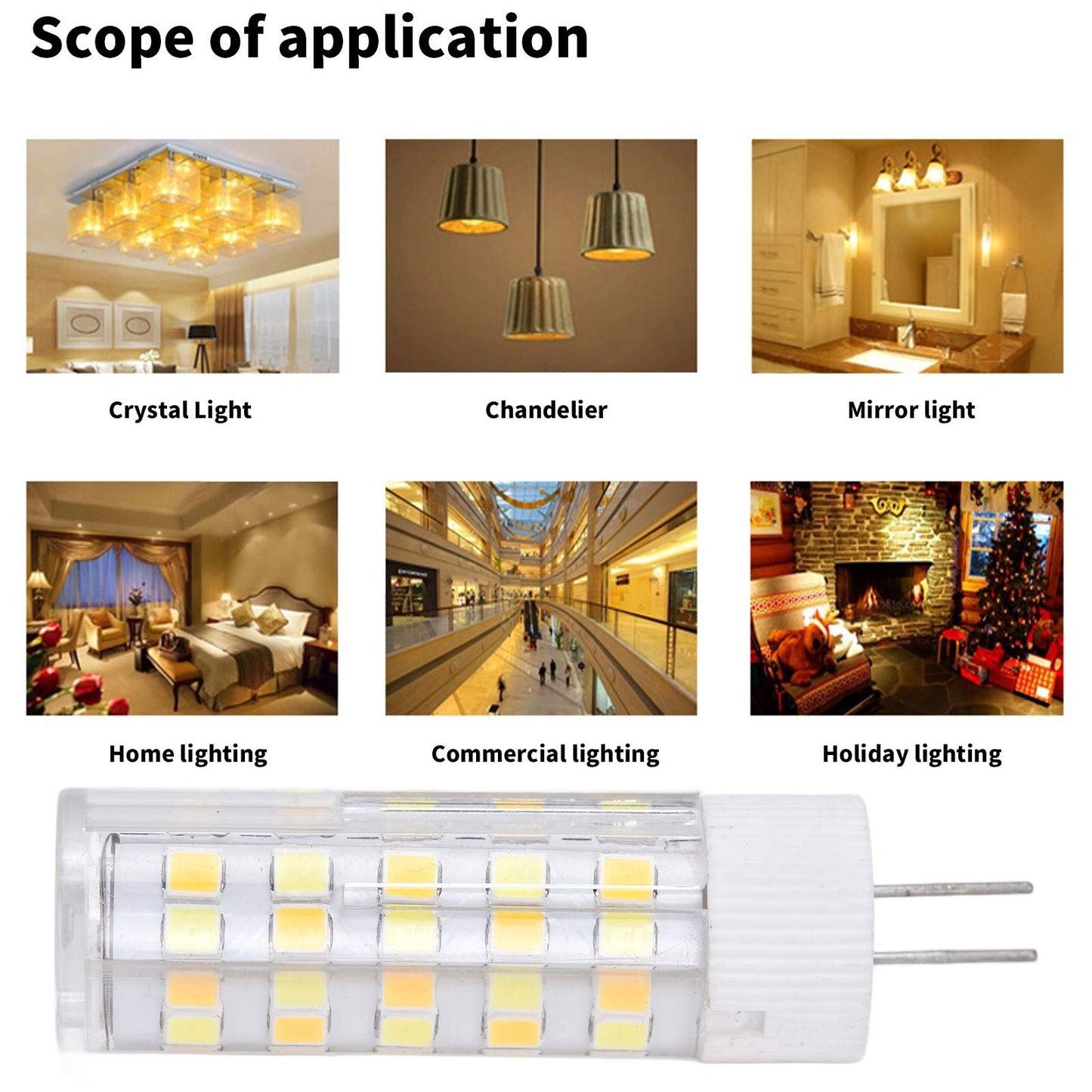 6PCS G4 Light Bulb 3 Light Color 220V Small Ceiling Lamp Bulb Wall Lamp Bulb for Home OfficeG4 7W 64LED V1294-YM0523-3119210280113